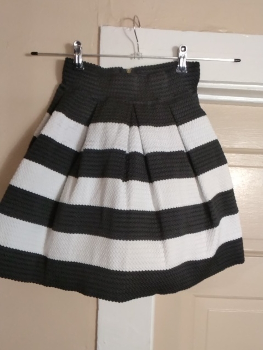 Chicwish Black and White Striped A-Line Skater Skirt